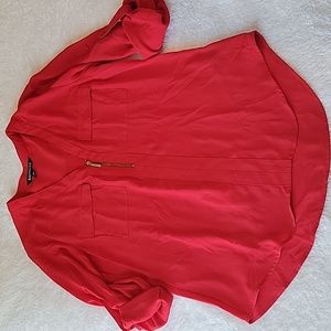 Express size S Red Half Zipper Blouse